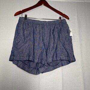Old Navy Linen Blend Shorts M Blue High Rise 3.5 Inseam 822825-00-1